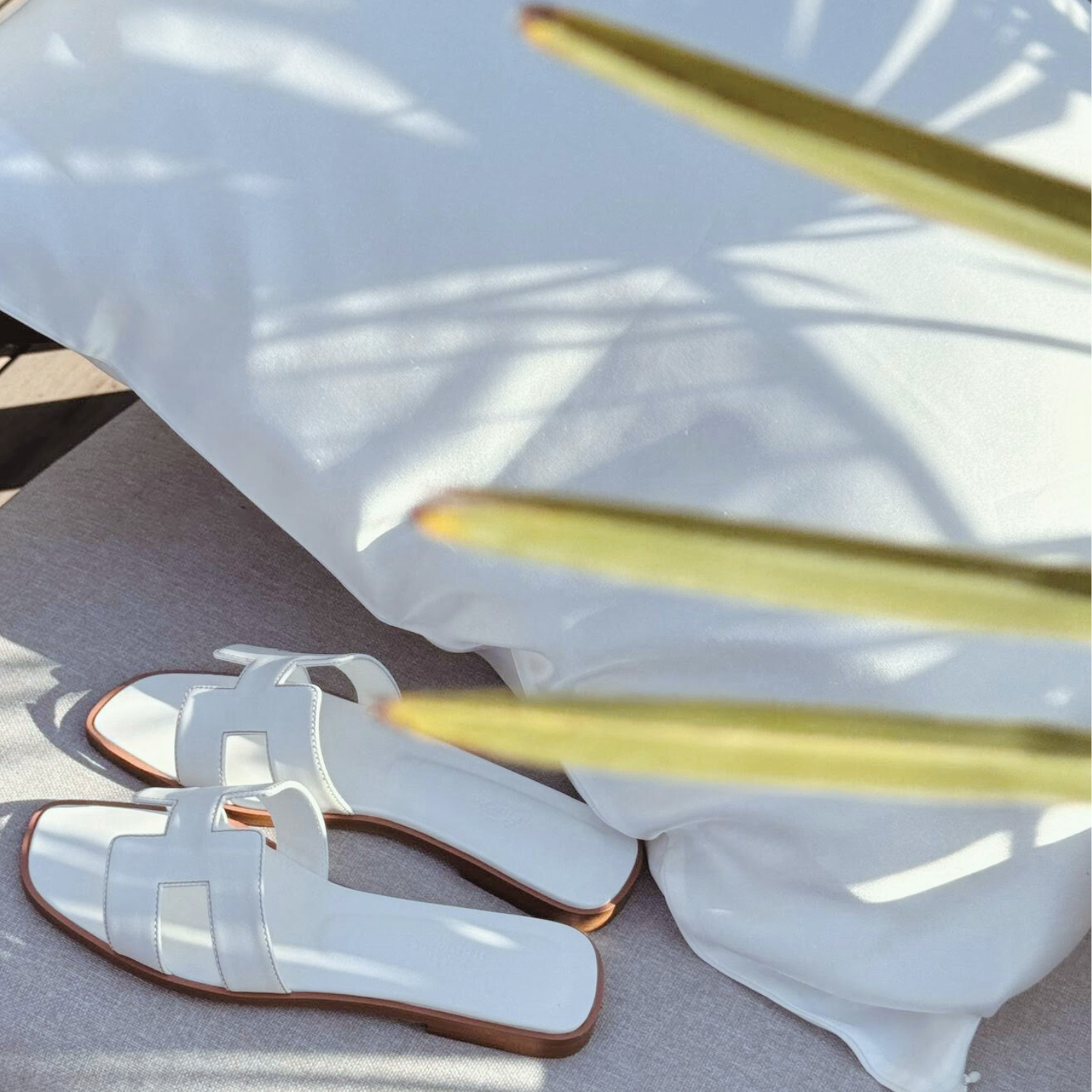 Hermès Oran Sandals – White Calfskin – Size 38