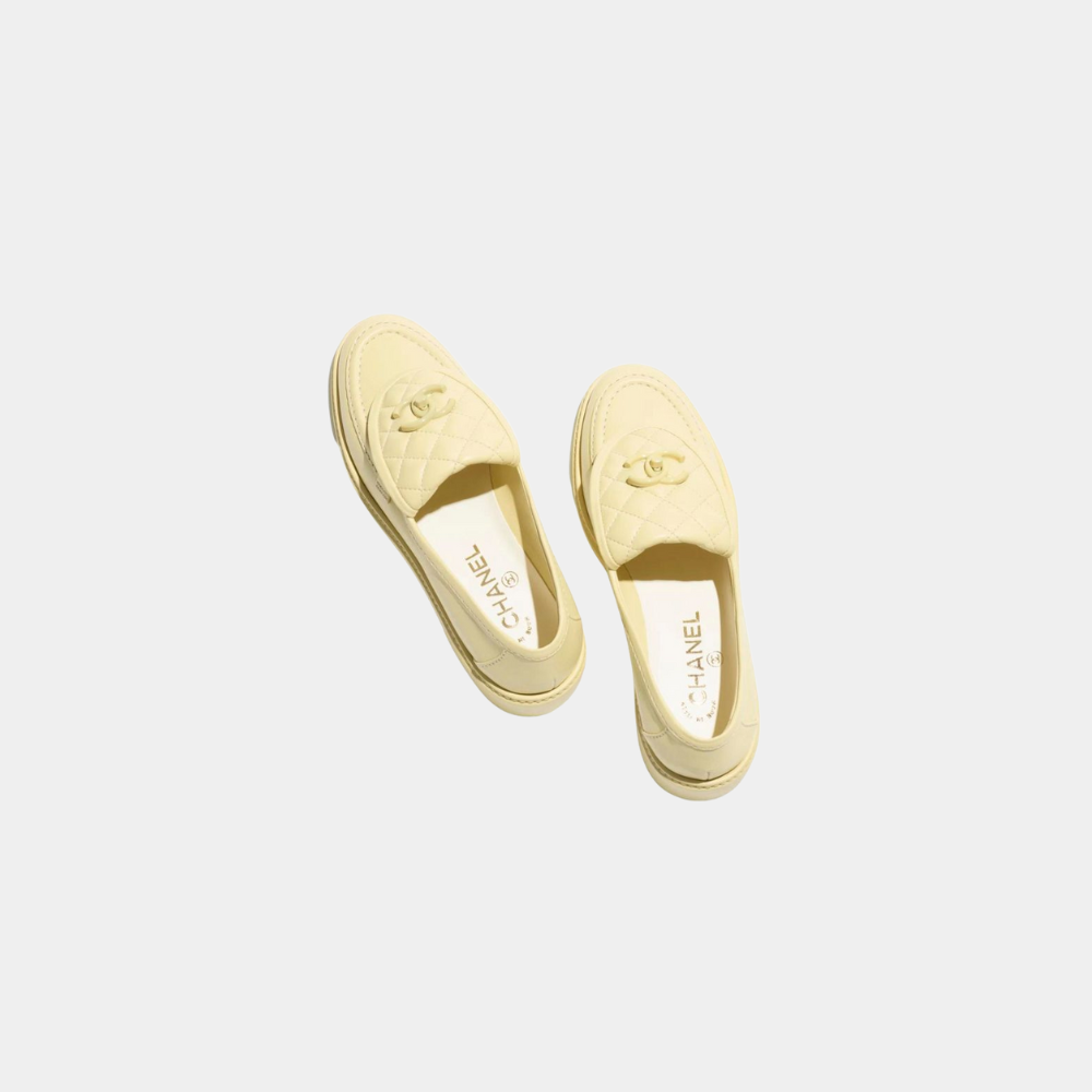 CHANEL Lambskin Moccasins – Lemon Sorbet Size 38