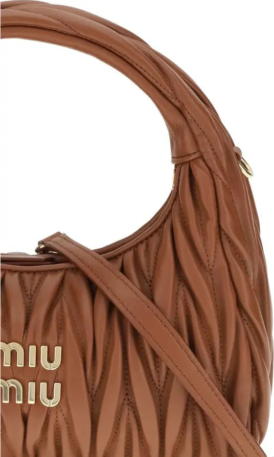 Miu Miu Matelassé Leather Hobo Bag – Cognac Brown